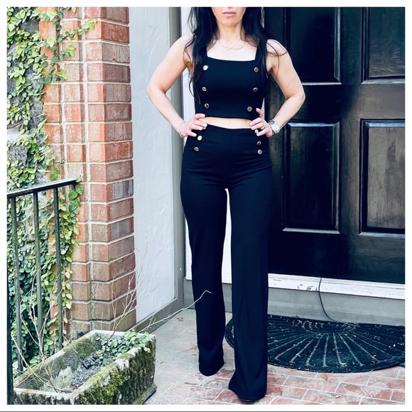 Fabulous sailor style gold buttons wide leg pant - Picture 8 of 8